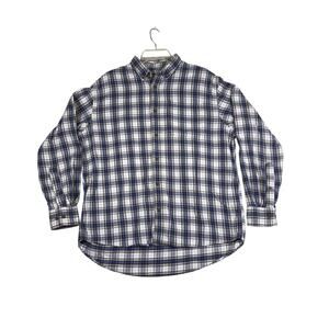 Cabela's Mens Plaid Shirt Size XL Long Sleeve Button Down Blue Brown White